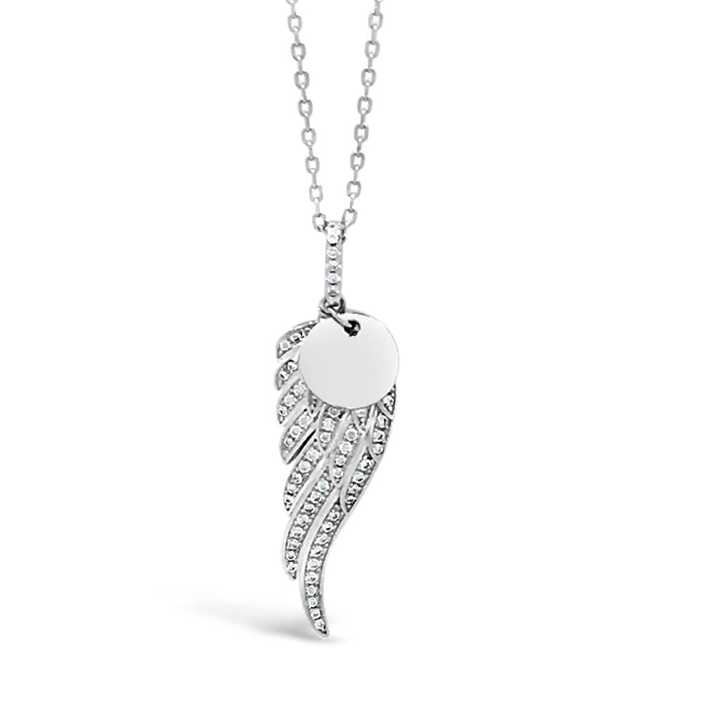 Angel Wing Diamante Sterling Silver Pendant - Eva Victoria