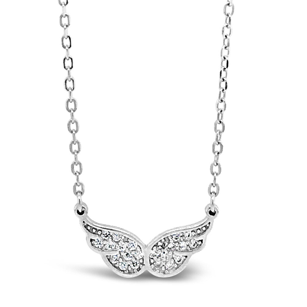 Angelic Wings Diamante Sterling Silver Crystal Pendant - Eva Victoria