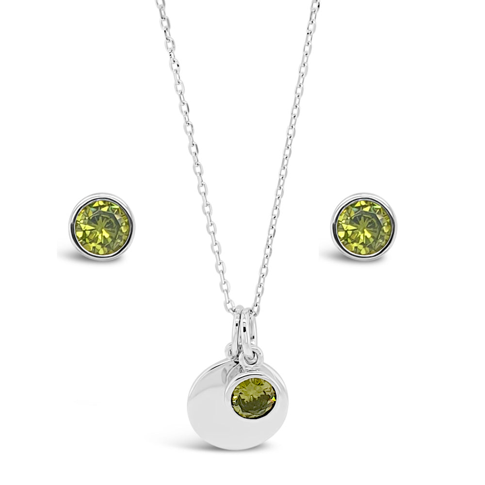 August Birthstone Sterling Silver Pendant And Earrings Set - Eva Victoria