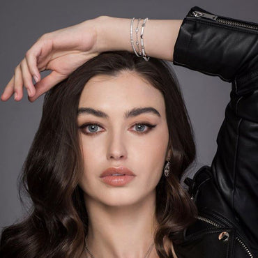 Karina Diamante Circle Sterling Silver Statement Earrings