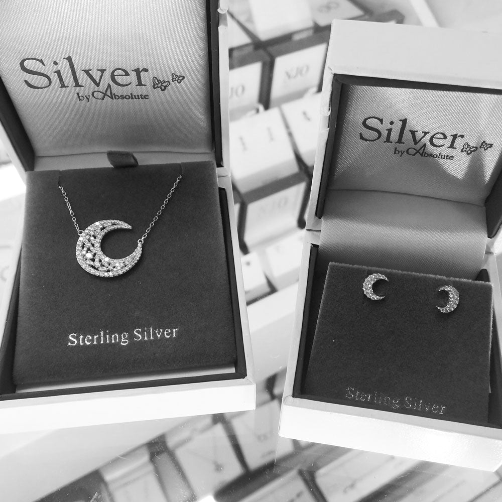 Shop Moonlight Crystal Sterling Silver Delicate Stud Earrings Gift Box