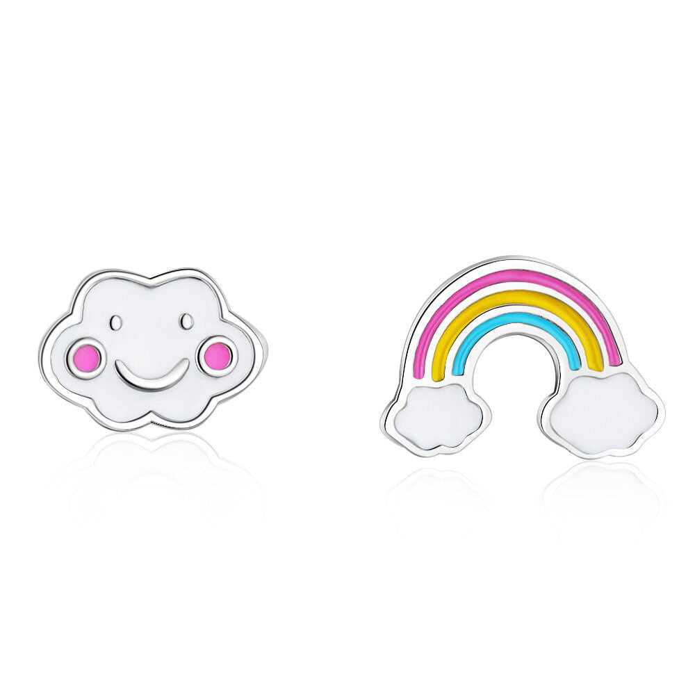 Rainbow Clouds Sterling Silver Enamel Earrings