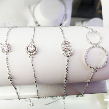 Josephine Two Circles Sterling Silver Chain Bracelet