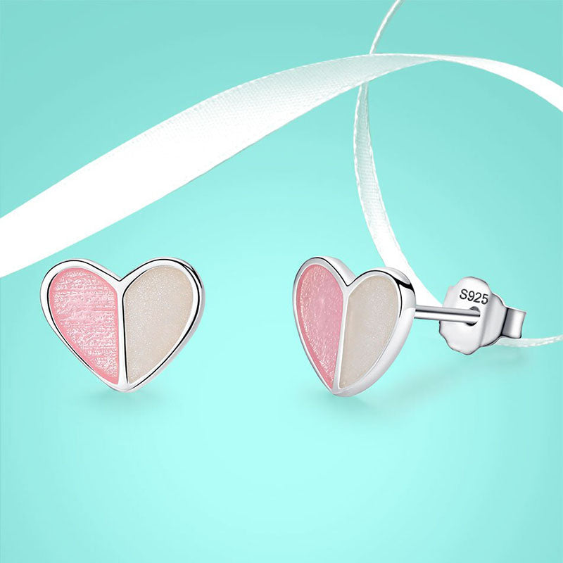 Shop Eva Two Heart Sterling Silver Pink Enamel Earrings Gift Set Ireland