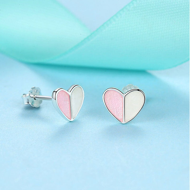 Shop Eva Two Heart Sterling Silver Pink Enamel Earrings Gift Set