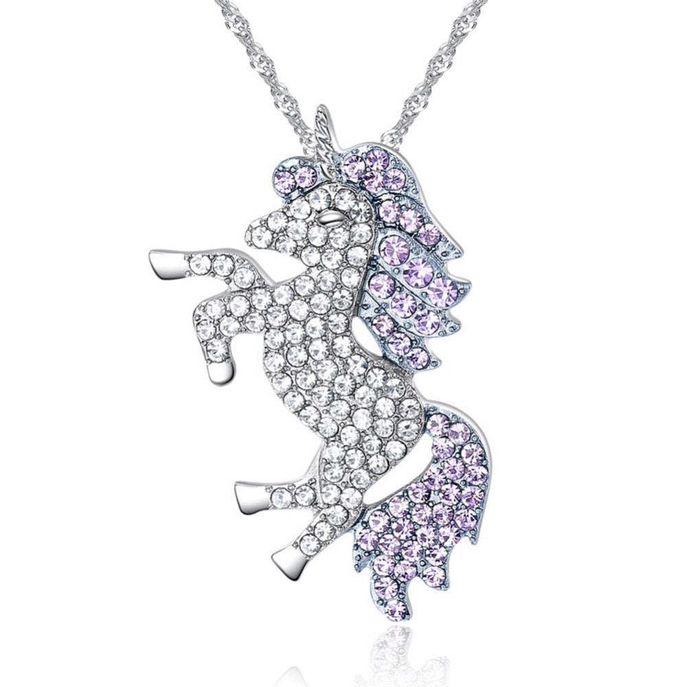 Eva Diamante Amethyst Crystals Unicorn Pendant