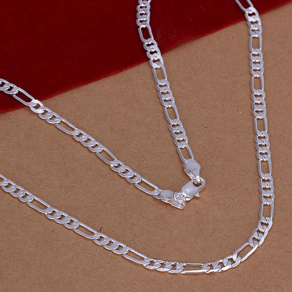 Figaro Sterling Silver Unisex Chain Set
