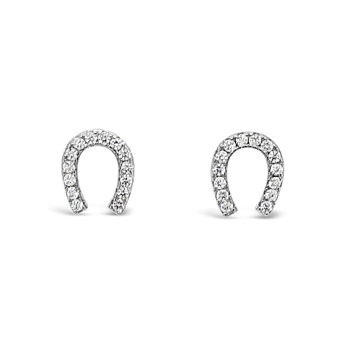 Lucky Horseshoe Sterling Silver Stud Earrings