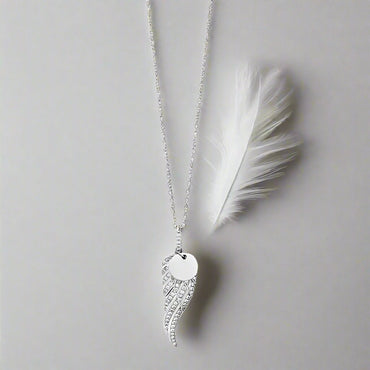 Angel Wing Diamante Sterling Silver Pendant -