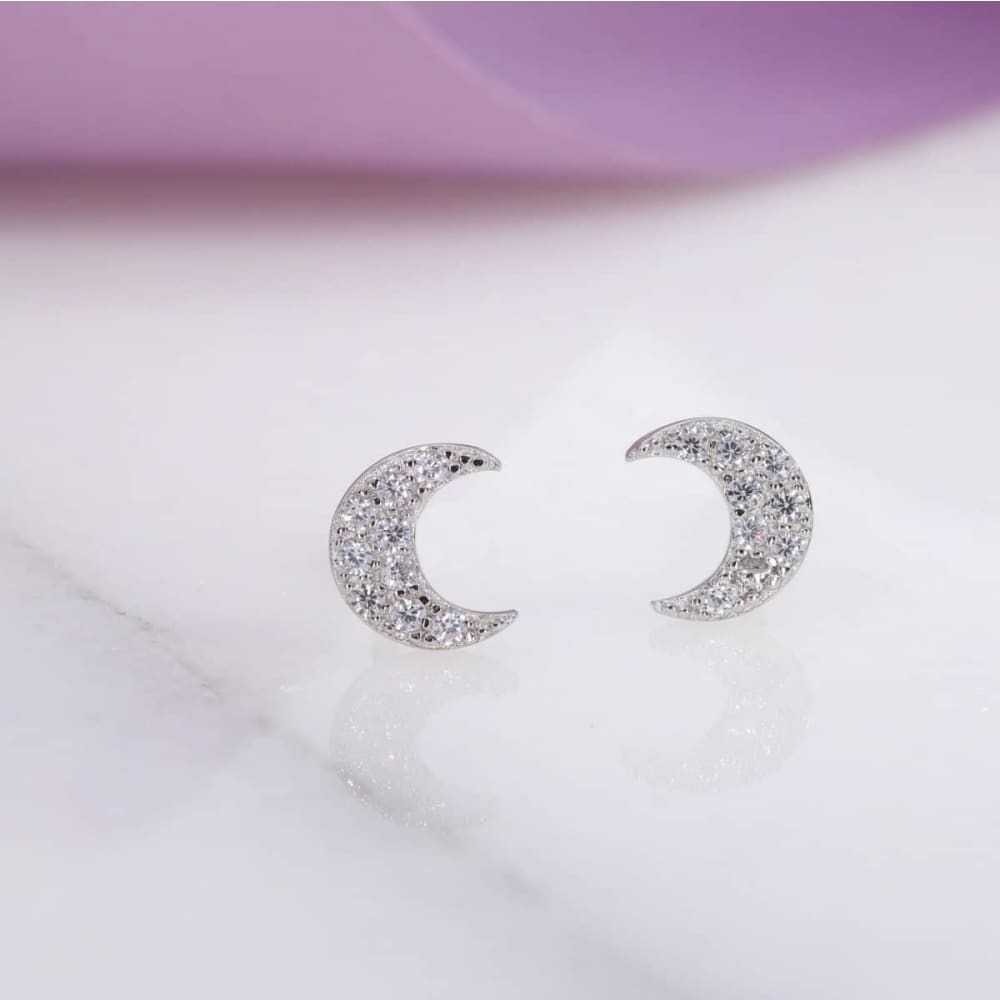 Shop Moonlight Crystal Sterling Silver Delicate Stud Earrings