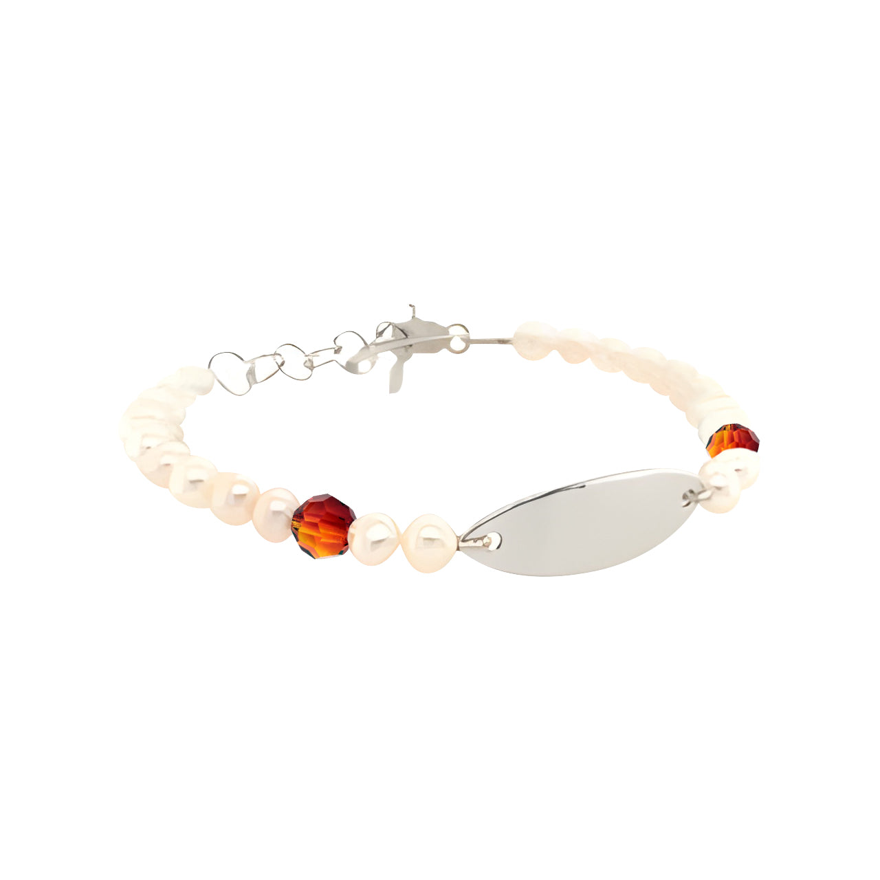 November Fresh Water Pearl Personalized Sterling Silver Bracelet 