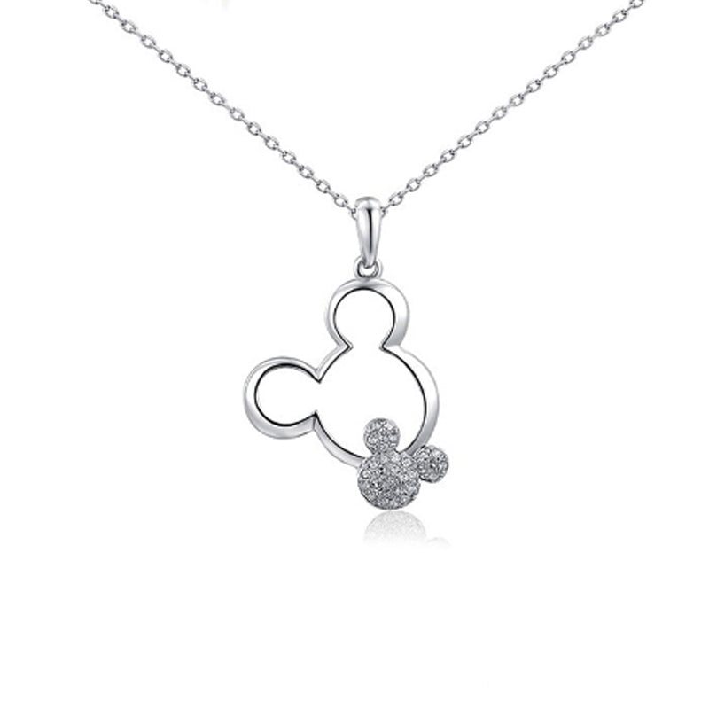 Minnie Mouse Inspired Diamante Silver Pendant