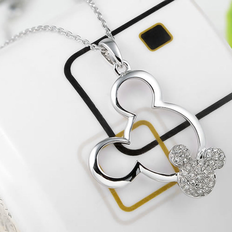 Minnie Mouse Inspired Diamante Silver Pendant Ireland
