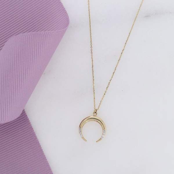 Shop 9ct Yellow Gold Cubic Set Chloe Horn Necklace