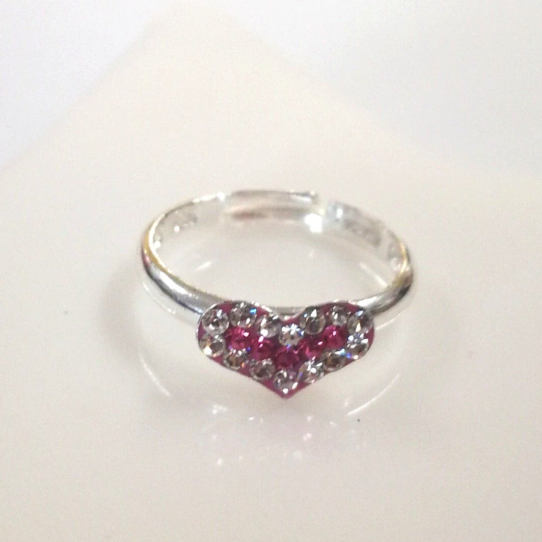 Kids Silver Rings Sterling Silver Heart Ring for Children | Adjustable Size Ring for Kids ...