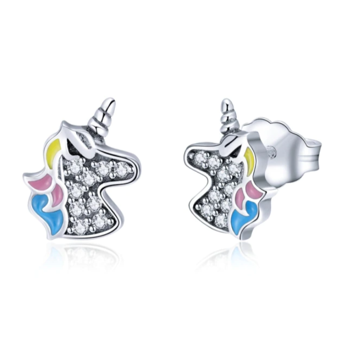  Multicolor Unicorn Sterling Silver Kids Earrings 